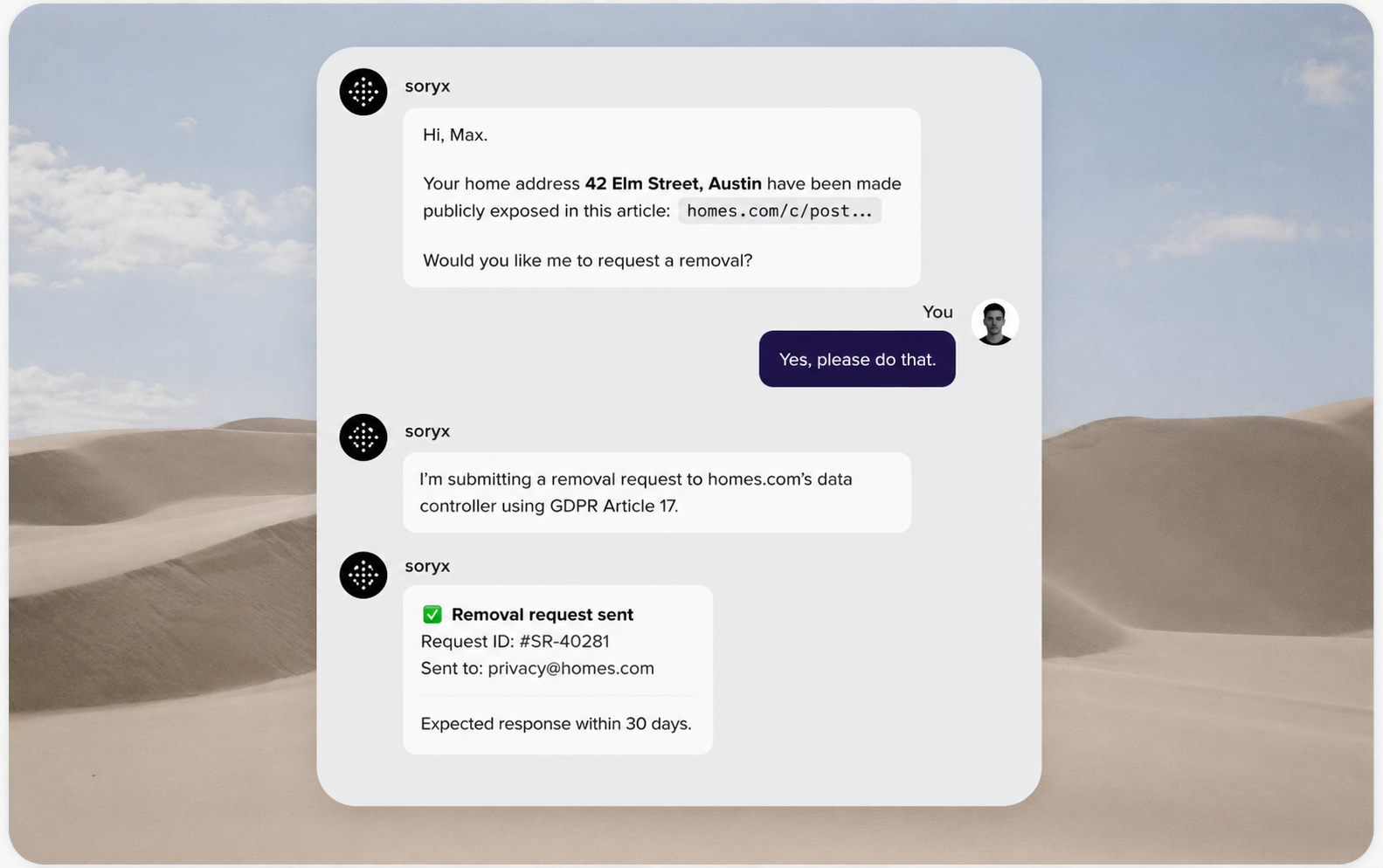 The Soryx privacy agent at work, mapping your data footprint